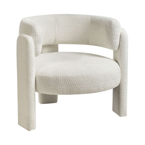 Fauteuil Burea Tissu Chenille Blanc Cassé