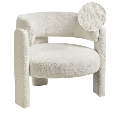 Fauteuil Burea Tissu Chenille Blanc Cassé