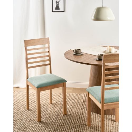 Lot De 2 Chaises De Salle à Manger Ortley Bois Marron Clair/menthe