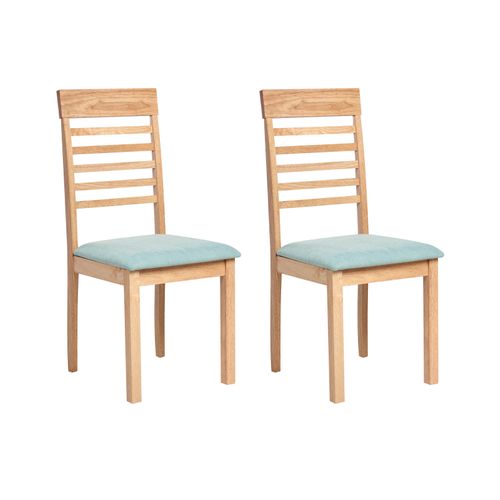 Lot De 2 Chaises De Salle à Manger Ortley Bois Marron Clair/menthe