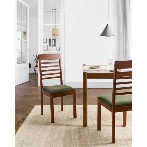 Lot De 2 Chaises De Salle à Manger Ortley Bois Marron Foncé/vert