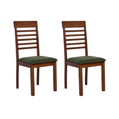 Lot De 2 Chaises De Salle à Manger Ortley Bois Marron Foncé/vert