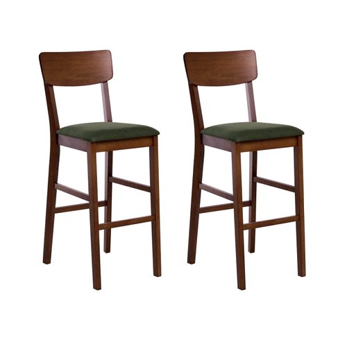 Lot De 2 Chaises De Bar Ambler Bois Marron Foncé/vert