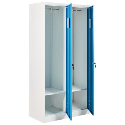 Casier Vestiaire à Double Porte Athlete Métal Blanc/bleu