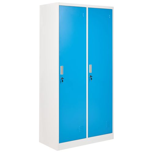 Casier Vestiaire à Double Porte Athlete Métal Blanc/bleu