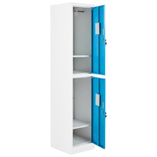 Casier Vestiaire à 2 Niveaux Athlete Métal Blanc/bleu
