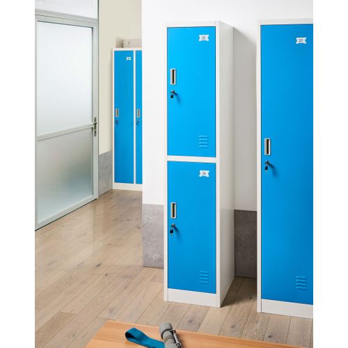 Casier Vestiaire à 2 Niveaux Athlete Métal Blanc/bleu