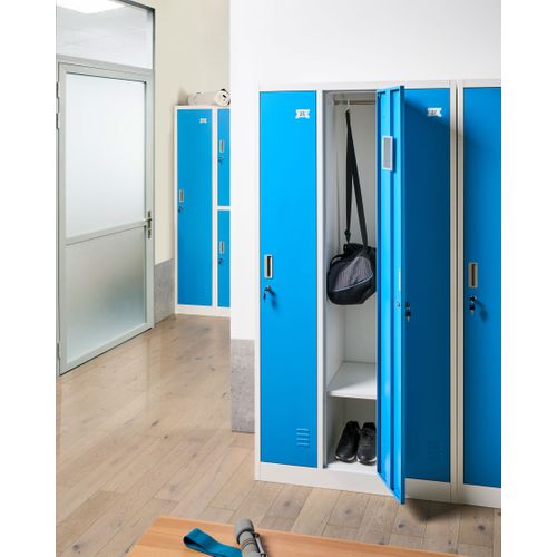 Casier Vestiaire à 3 Portes Athlete Métal Blanc/bleu