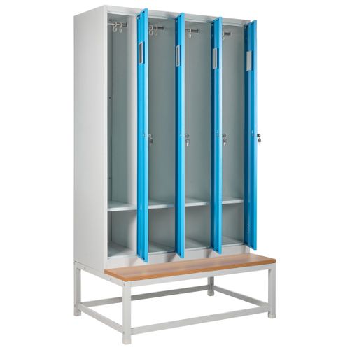 Casier Vestiaire à 4 Portes Avec Banc Athlete Métal Gris/bleu