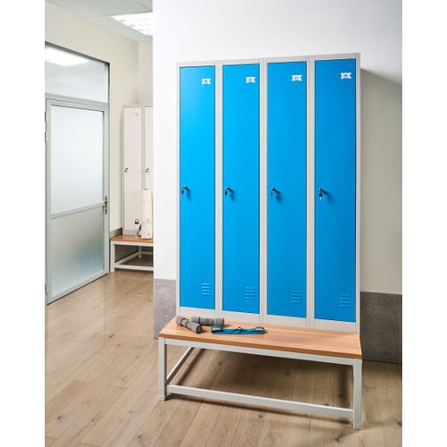 Casier Vestiaire à 4 Portes Avec Banc Athlete Métal Gris/bleu