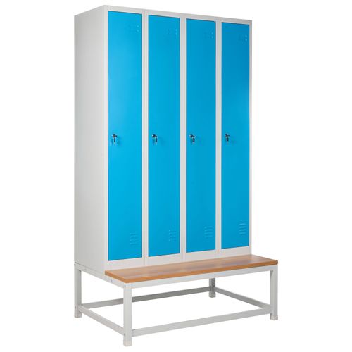 Casier Vestiaire à 4 Portes Avec Banc Athlete Métal Gris/bleu