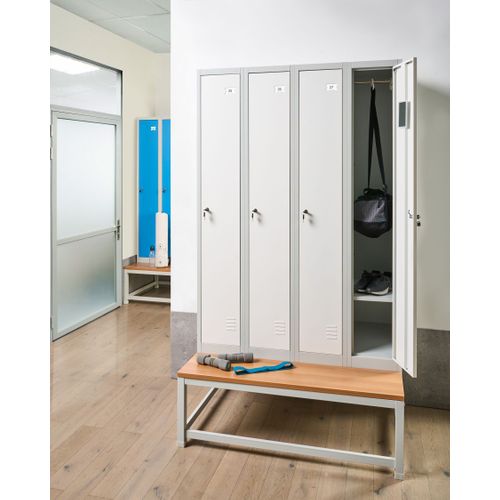 Casier Vestiaire à 4 Portes Avec Banc Athlete Métal Gris/blanc