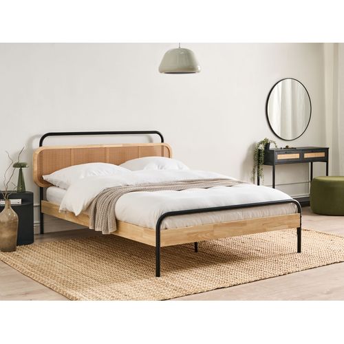 Lit Avec Sommier Rotin Boussicourt 140 X 200 Cm Marron Clair