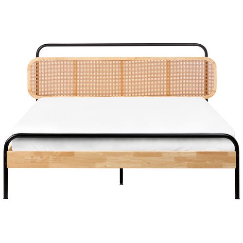 Lit Avec Sommier Rotin Boussicourt 160 X 200 Cm Marron Clair