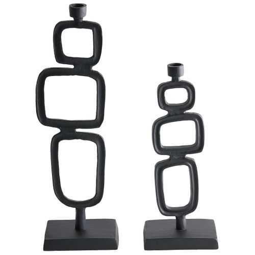 Lot De 2 Bougeoirs Sipanje Métal 35/48 Cm Noir