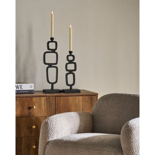 Lot De 2 Bougeoirs Sipanje Métal 35/48 Cm Noir