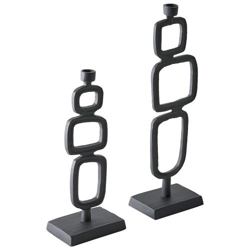 Lot De 2 Bougeoirs Sipanje Métal 35/48 Cm Noir