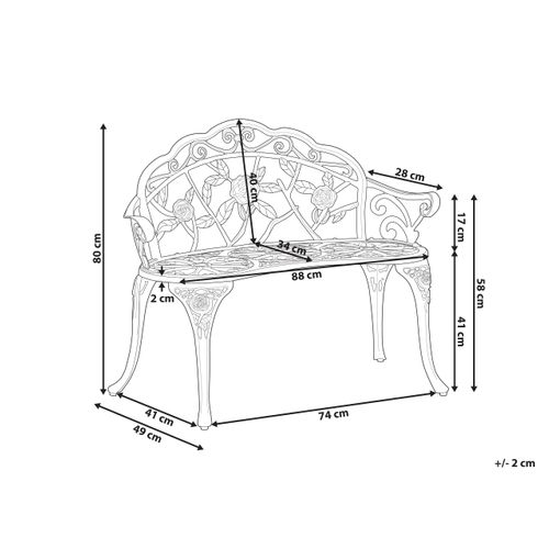 Banc De Jardin Piura 88 Cm Métal Marron Foncé