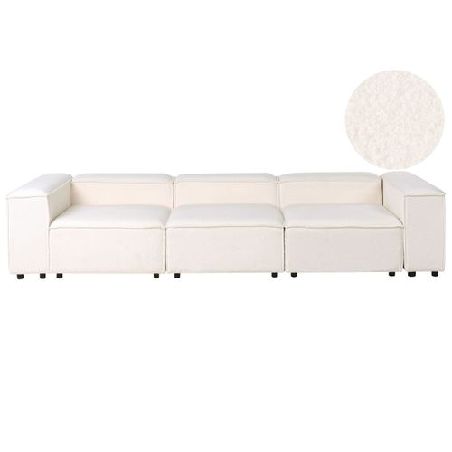 Canapé Modulable 3 Places Ardal Bouclé Blanc Cassé