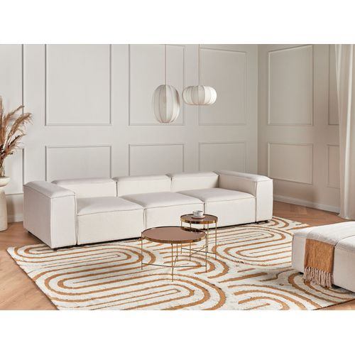 Canapé Modulable 3 Places Ardal Bouclé Blanc Cassé