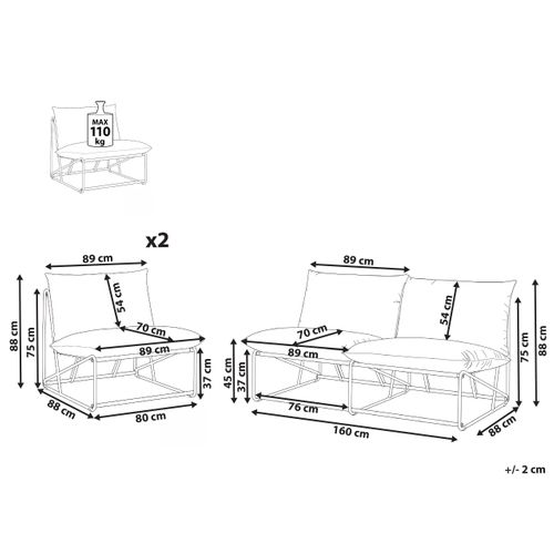 Ensemble De Canapés De Jardin 4 Places Pico Métal Beige Clair