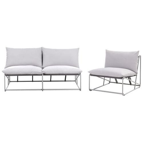 Ensemble De Canapés De Jardin 3 Places Pico Métal Gris