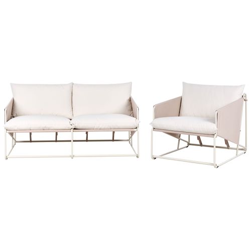 Ensemble De Canapés De Jardin 3 Places Ponte Métal Taupe