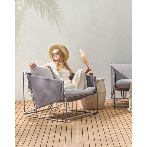 Chaise De Jardin Avec Coussin Ponte Métal Gris