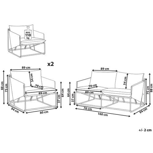 Ensemble De Canapés De Jardin 4 Places Ponte Métal Gris