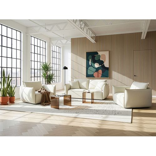 Canapé 3 Places Kunes Tissu Beige Clair