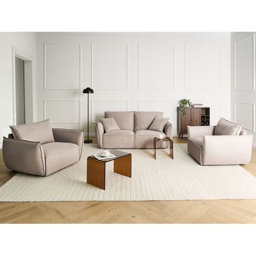 Canapé 3 Places Kunes Tissu Taupe