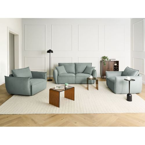 Canapé 3 Places Kunes Tissu Vert Clair
