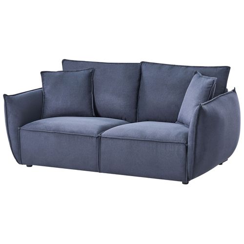 Canapé 3 Places Kunes Tissu Bleu Foncé