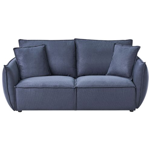 Canapé 3 Places Kunes Tissu Bleu Foncé