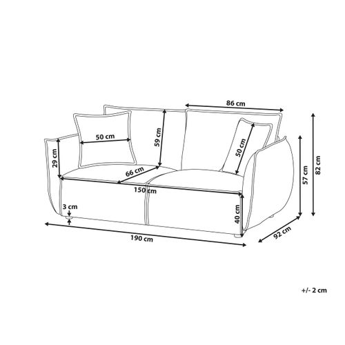 Canapé 3 Places Kunes Tissu Bleu Foncé
