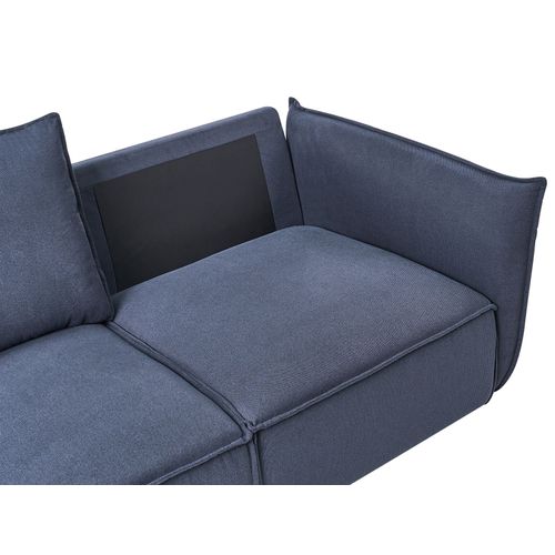 Canapé 3 Places Kunes Tissu Bleu Foncé