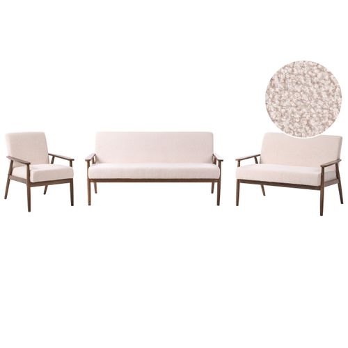 Ensemble De Salon 6 Places Esrum Bouclé Marron Foncé/beige