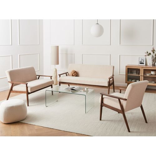 Ensemble De Salon 6 Places Esrum Bouclé Marron Foncé/beige