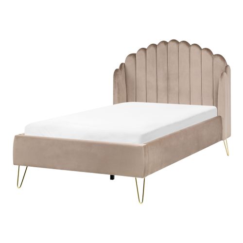 Lit Avec Sommier Velours Ambillou 120 X 200 Cm Taupe