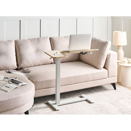 Bureau Réglable Manuellement En Hauteur Pour Ordinateur Portable Marron Clair/blanc 40 x 70 cm