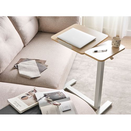 Bureau Réglable Manuellement En Hauteur Pour Ordinateur Portable Marron Clair/blanc 40 x 70 cm