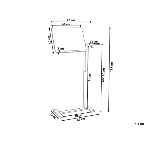 Bureau Réglable Manuellement En Hauteur Pour Ordinateur Portable Marron Clair/blanc 40 x 70 cm