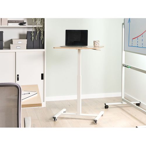 Bureau Réglable Manuellement En Hauteur Pour Ordinateur Portable Marron Clair/blanc  48 x 65 cm