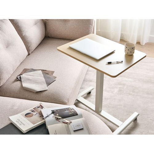 Bureau Réglable Manuellement En Hauteur Pour Ordinateur Portable Marron Clair/blanc  48 x 65 cm