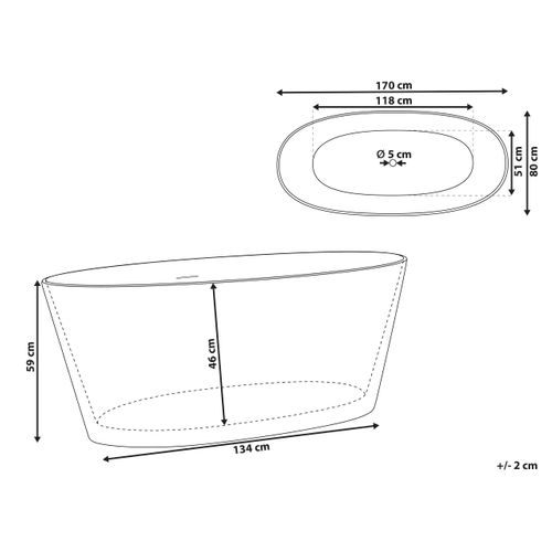 Baignoire Îlot Chubut 170 X 80 Cm Blanc