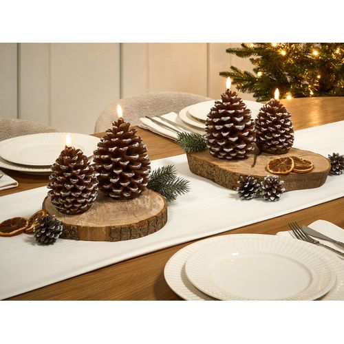 Lot De 4 Bougies LED Ivresse Pomme De Pin 15/12 Cm Marron