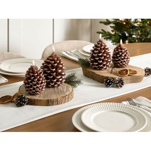 Lot De 4 Bougies LED Ivresse Pomme De Pin 15/12 Cm Marron