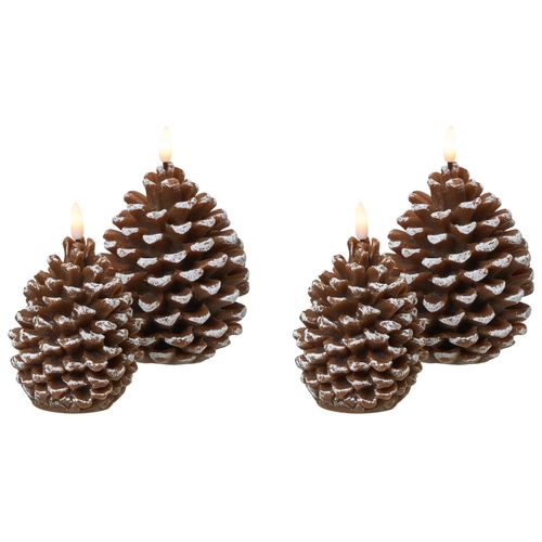 Lot De 4 Bougies LED Ivresse Pomme De Pin 15/12 Cm Marron