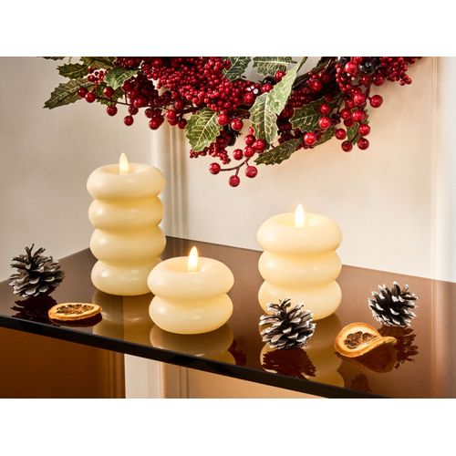 Lot De 3 Bougies LED Eternis 5/8/11 Cm Blanc Cassé