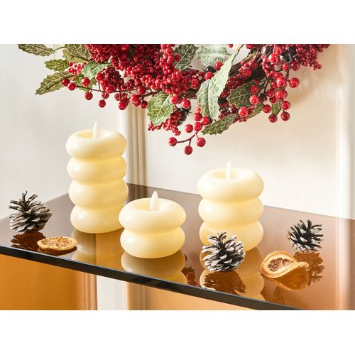 Lot De 3 Bougies LED Eternis 5/8/11 Cm Blanc Cassé